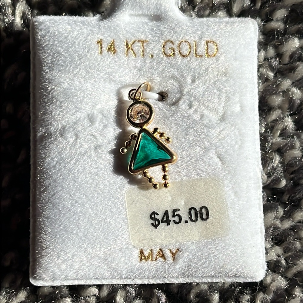 14kt gold birthstone girl charm May